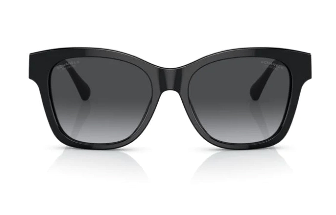 CHANEL Plate Frame Irregular Shape Sunglasses Women's Black