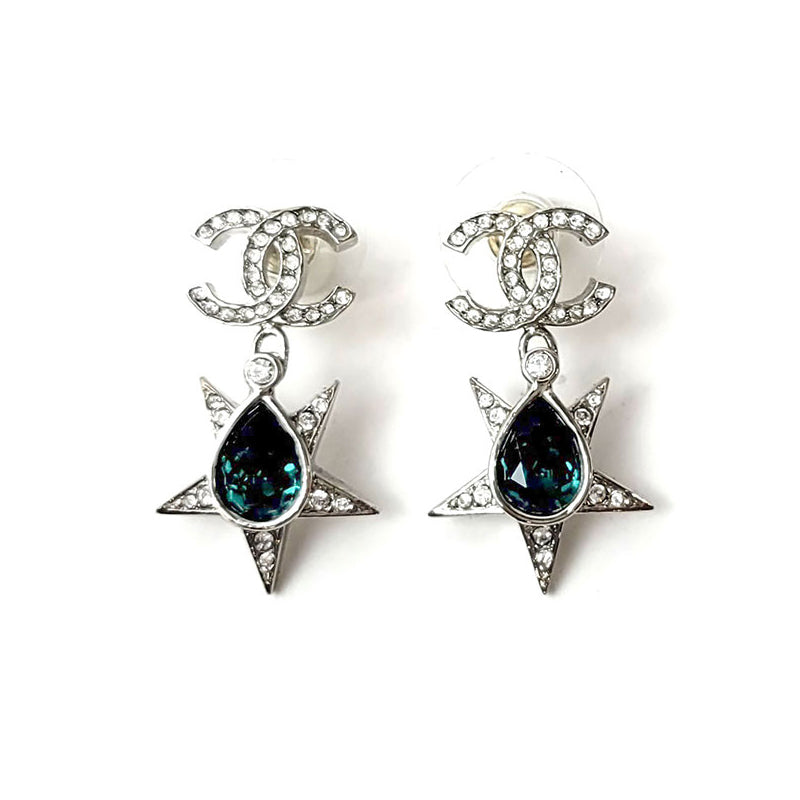 CHANEL Rhinestone Earrings Women's