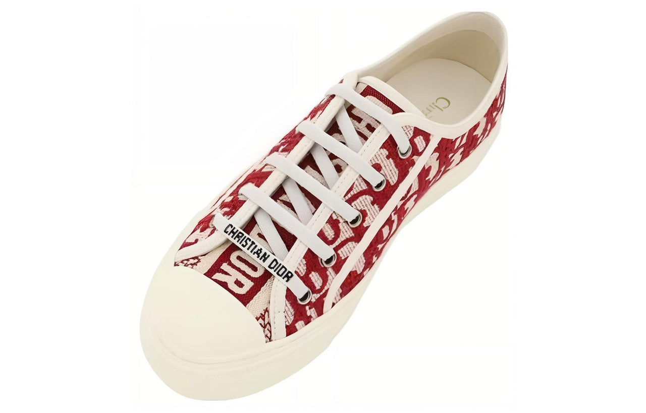 DIOR Women's Walk'N'DIOR Embroidered Cotton Low 'DIOR Oblique - Red'
