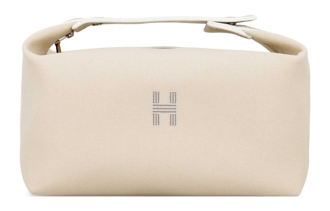 HERMES Bride-a-Brac Cotton Storage Bags Toiletry Bags Large Size Women's Ecru