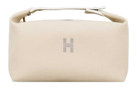 HERMES Bride-a-Brac Cotton Storage Bags Toiletry Bags Large Size Women's Ecru