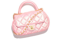 CHANEL Pearl Lambskin Shoulder Bag Crossbody Bag Handbag Small Size Women's Coral Pink