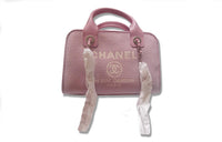 CHANEL Canvas Beach Bag Bowling Bag Pillow Bag Handbag Shoulder Bag Crossbody Bag Small Size Women's Pink