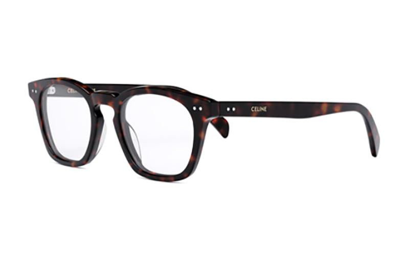 CELINE Acetate Rectangular Eyeglass Frames Unisex Tortoiseshell