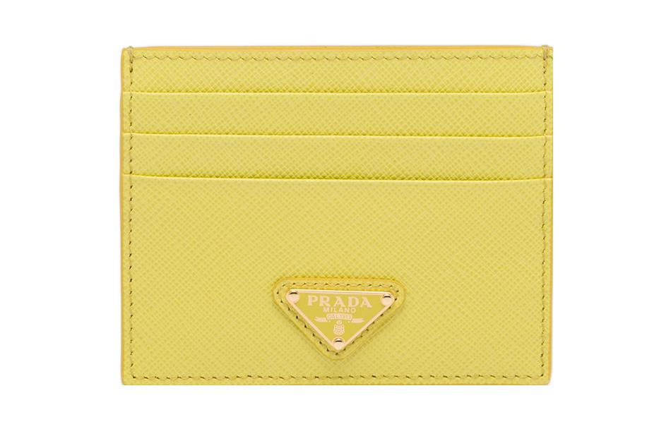PRADA Saffiano Leather Card Holder Wallet Women's Pomelo Green