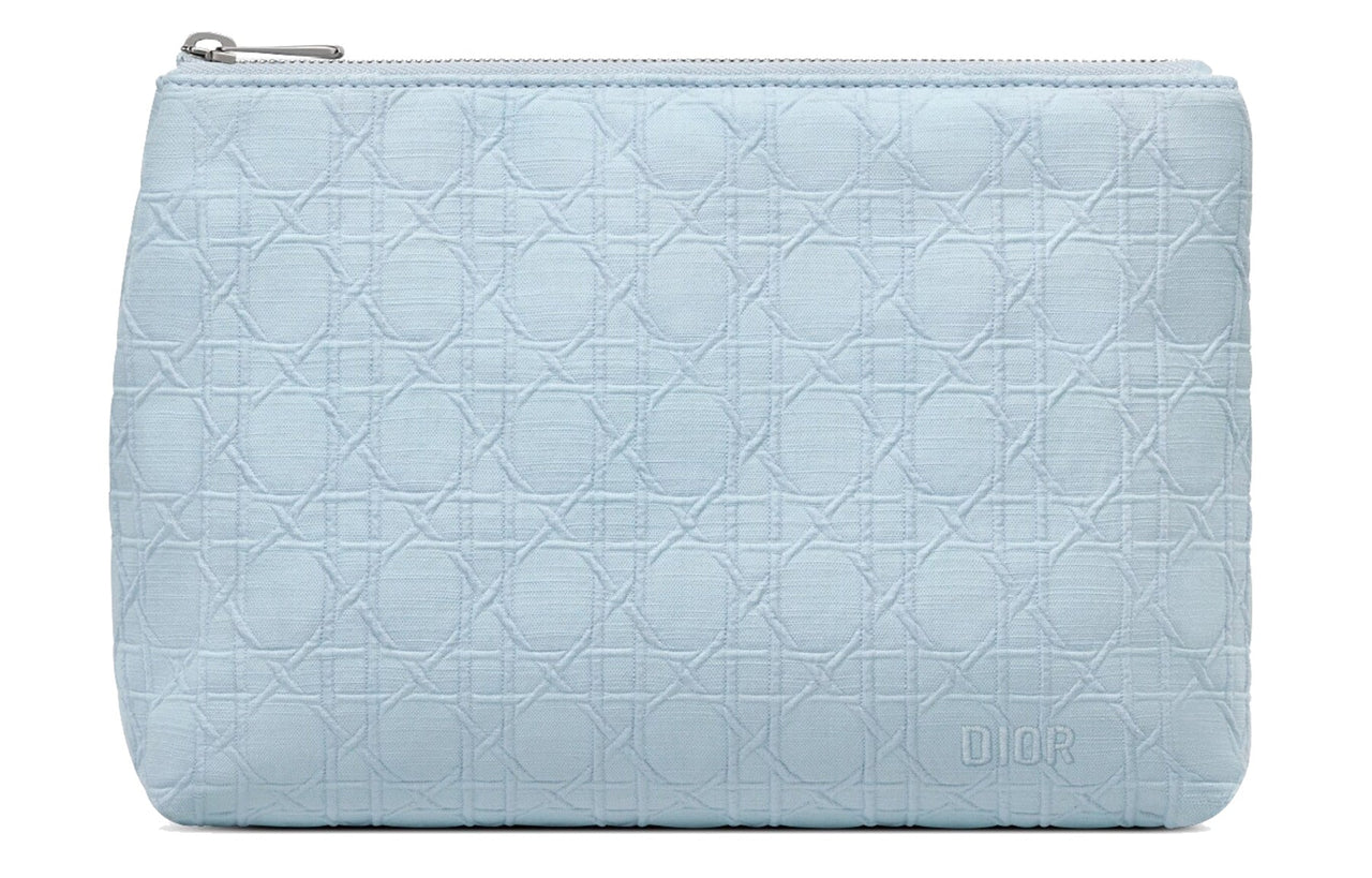 DIOR Cotton Canvas Clutch Women's Sky Blue