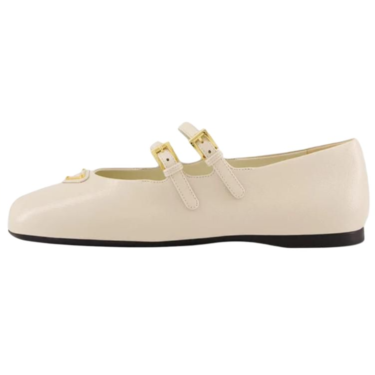 PRADA Flat Mary Jane Shoes Women's Beige