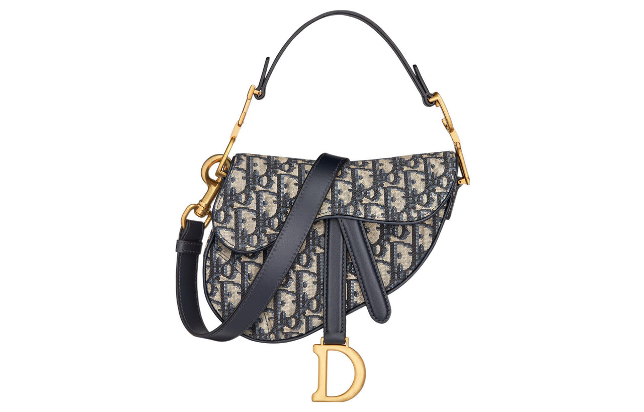 DIOR Saddle Fabric Saddle Bag, Shoulder Bag, Crossbody Bag, Handbag Mini Women's Blue
