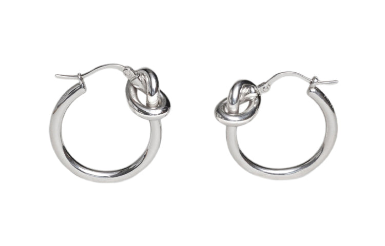 CELINE Knot Small Hoops In Brass With Rhodium Finish