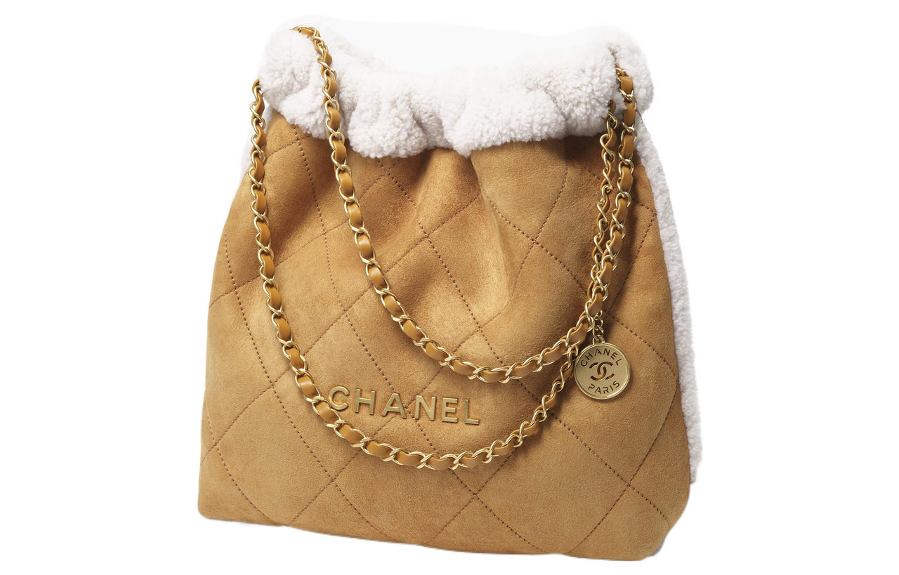 CHANEL Sheepskin Suede Lambskin Bucket Bags Shoulder Bag Crossbody Bag Women's Beige/White
