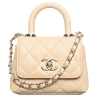 CHANEL Grained Calfskin Shoulder Bag Crossbody Bag Handbag Women's Yellow