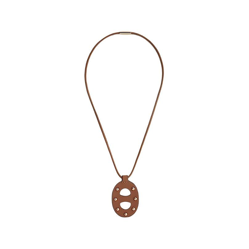 HERMES Calfskin Pendants Women's Brown/White/Black