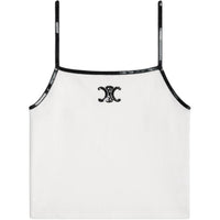 CELINE Embroidered Triomphe Tank Top In Cotton Jersey