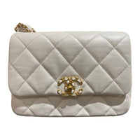 CHANEL Cow Leather Tofu Bag Hobo Shoulder Bag Crossbody Bag Women's White
