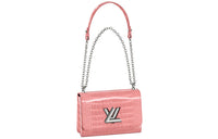 LOUIS VUITTON Twist Polished Crocodile Leather Goatskin Lining Crossbody Handbag Shoulder Bag Medium Size Women's Pink