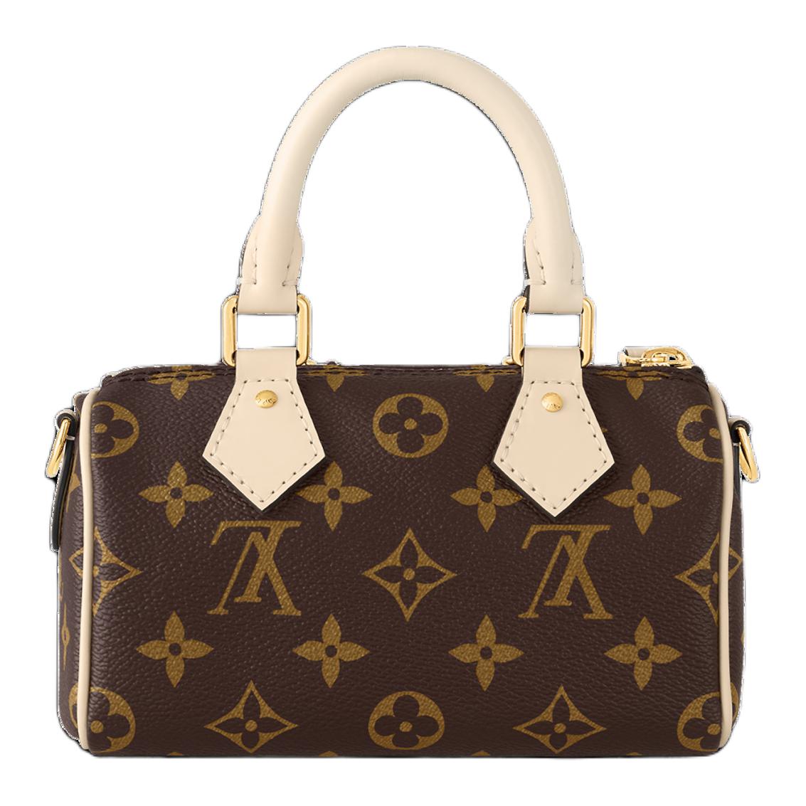 LOUIS VUITTON NANO SPEEDY Coated Canvas With Leather Handbag Shoulder Bag Crossbody Bag Extra Mini Women's Brown