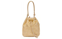PRADA Crystal Decoration Satin Fabric Bucket Bags Shoulder Bag Crossbody Bag Handbag Mini Women's Platinum