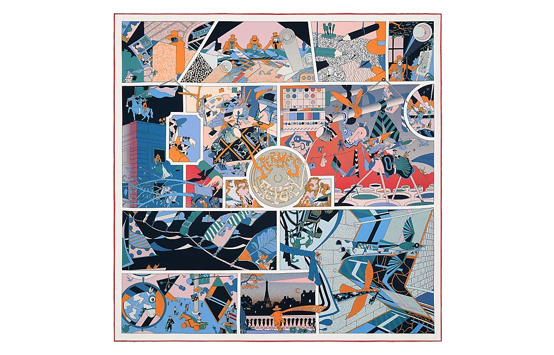 HERMES Silk Silk Scarf Women's Blue