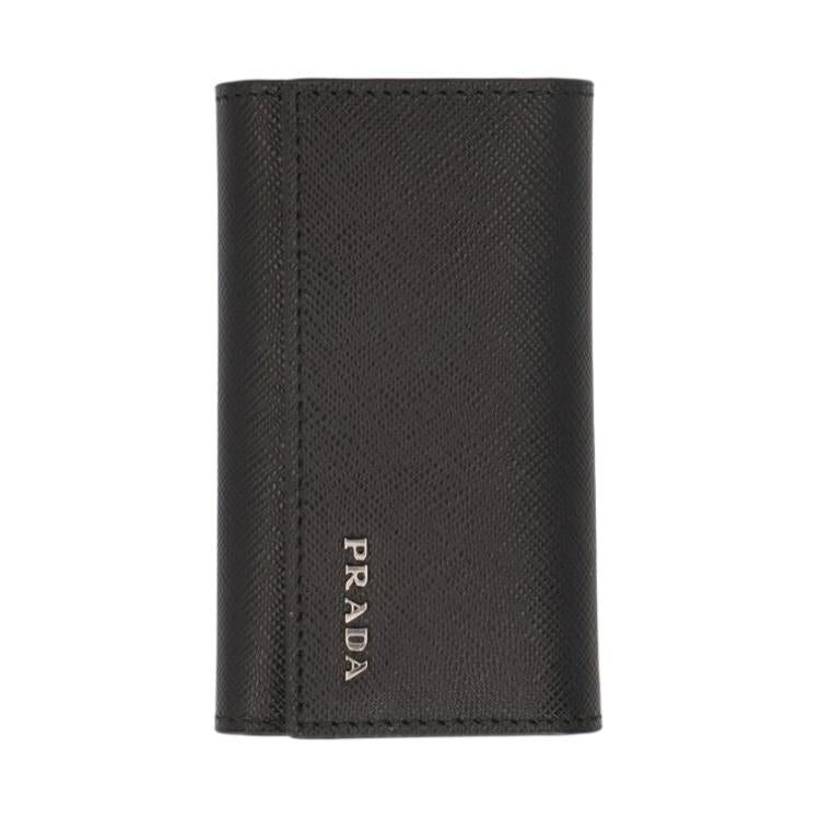 PRADA Saffiano Calfskin Key Pouch Men's Black