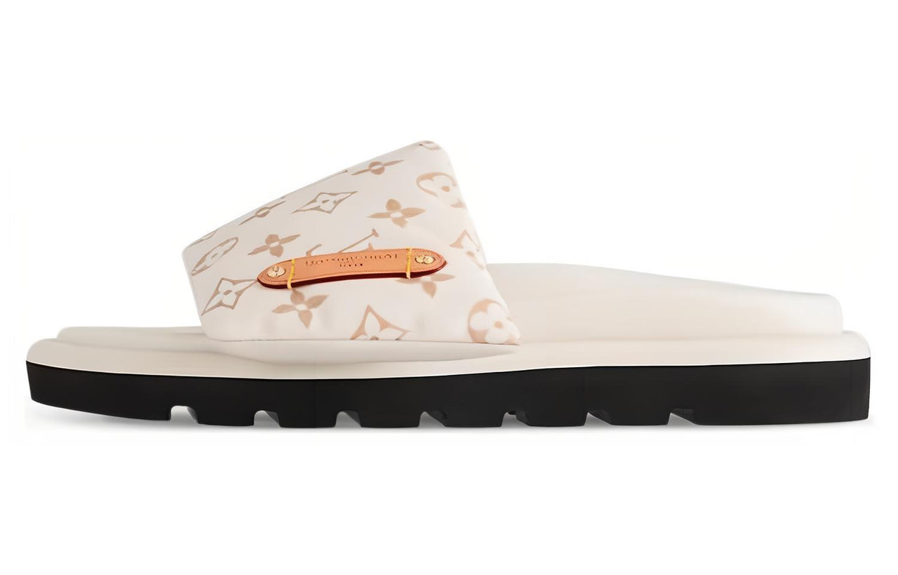 LOUIS VUITTON Pillow Slide Slippers Women's Beige