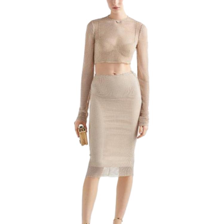 PRADA Casual Long Skirts Women's Beige Yellow