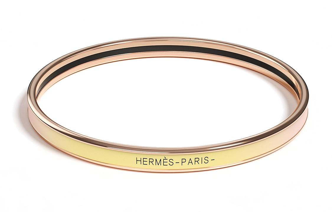 HERMES Gold-Plated Bangles Women's Yellow/Pink