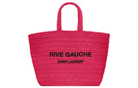 SAINT LAURENT Raffia Fiber Tote Bag Shopping Bag Handbag Women's Neon Pink