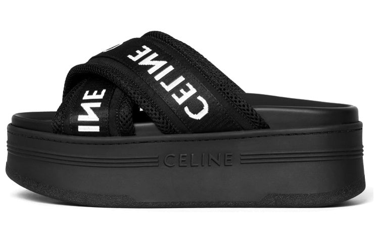 CELINE Abrasion Resistant Slide Slippers Women's Black