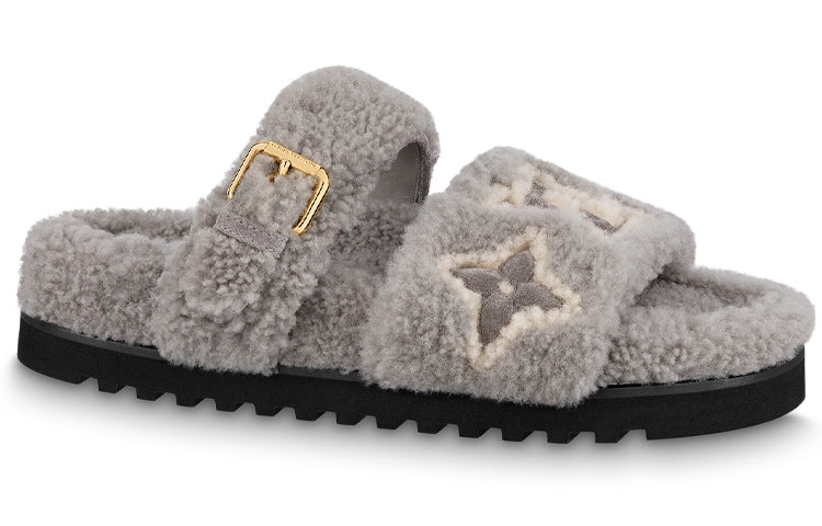LOUIS VUITTON Paseo Comfort Odor-Resistant Slide Slippers Women's Gray