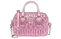 MIU MIU Arcadie Collection Matelassé Lambskin Bonded Leather One Shoulder Handbag Crossbody Bag Mini Women's Pink