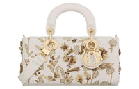 DIOR Lady D-JOY Cow Leather Shoulder Bag Crossbody Bag Handbag Small Size Women's Milk White