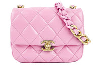 CHANEL Lambskin Mouth Cover Bag Crossbody Bag Shoulder Bag Women's Pink