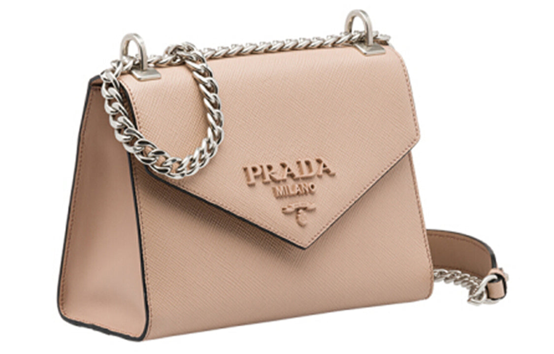 PRADA Calfskin Shoulder Bag Women's Light Pink