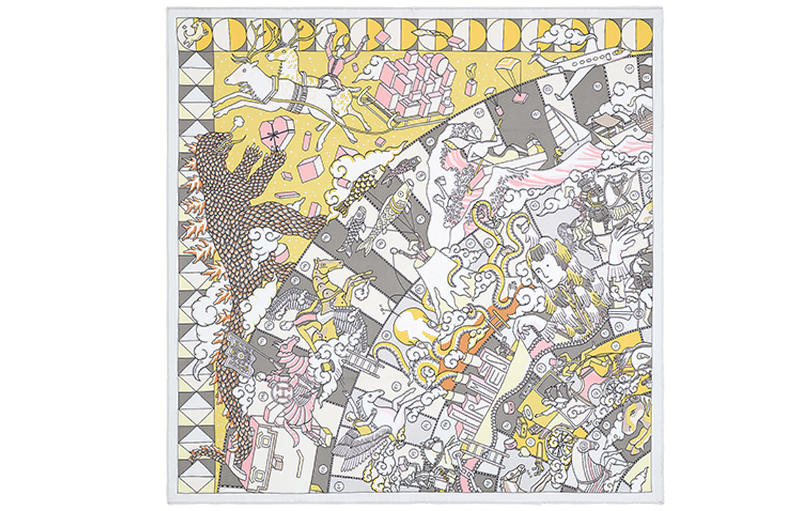 HERMES Silk Scarves Women's Gray