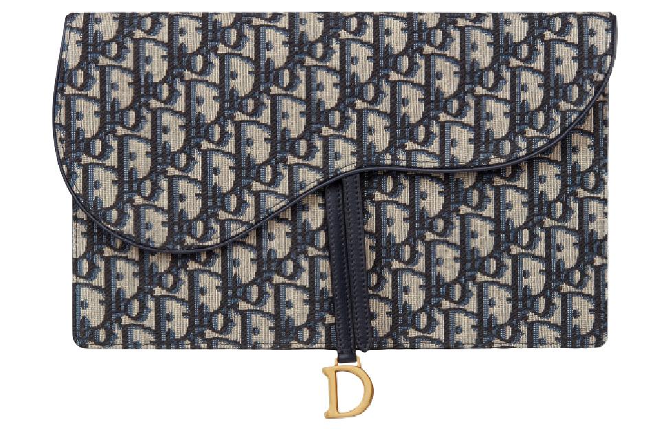 DIOR Saddle Fabric Clutch Regular Women's Blue