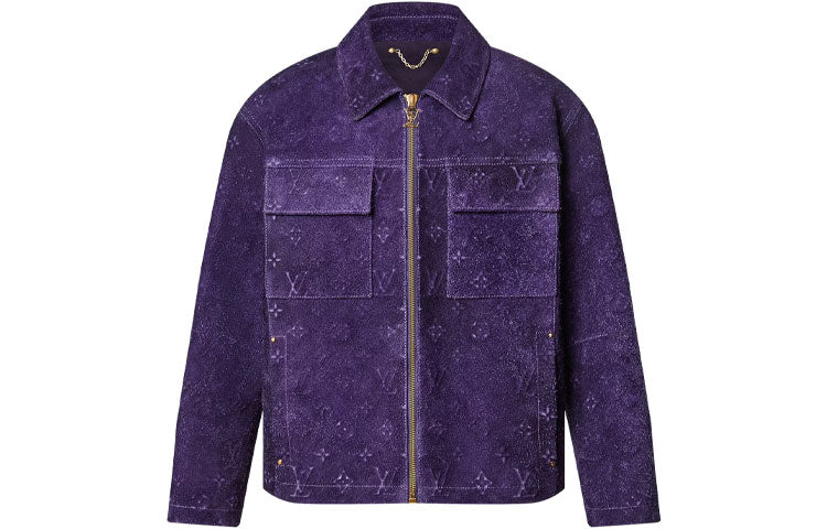 LOUIS VUITTON Workwear Monogram Embossed Suede Jacket