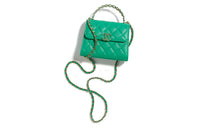 CHANEL Shiny Grained Calfskin Mouth Cover Bag Shoulder Bag Crossbody Bag Handbag Women's Green