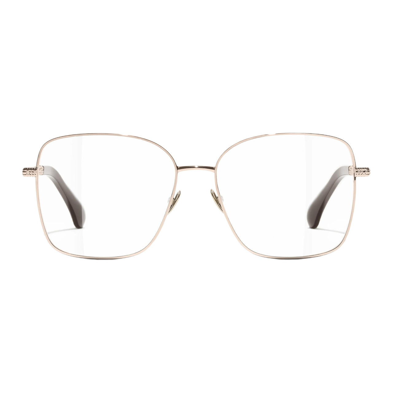 CHANEL Metal Square Eyeglass Frames Women's Rose Gold