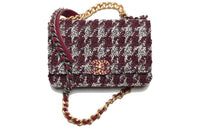 CHANEL 19Bag Wool Twill Soft Woolen Wallet, Crossbody Bag, Shoulder Bag Women's Burgundy & Gray & Black