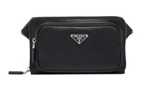 PRADA Leather Shoulder Bag Men's Black