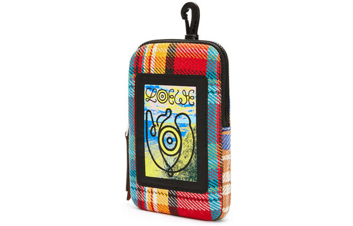 LOEWE Cotton Canvas Bag Necklace Pouch Coin Purse Men's Multicolor Patchwork