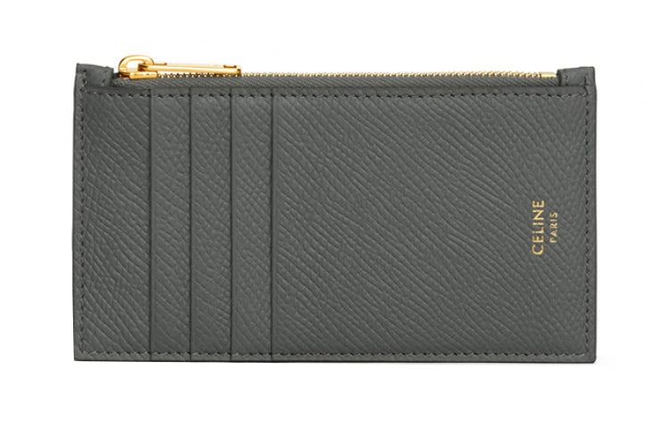 CELINE Grained Calfskin Card Holder Men's Gray