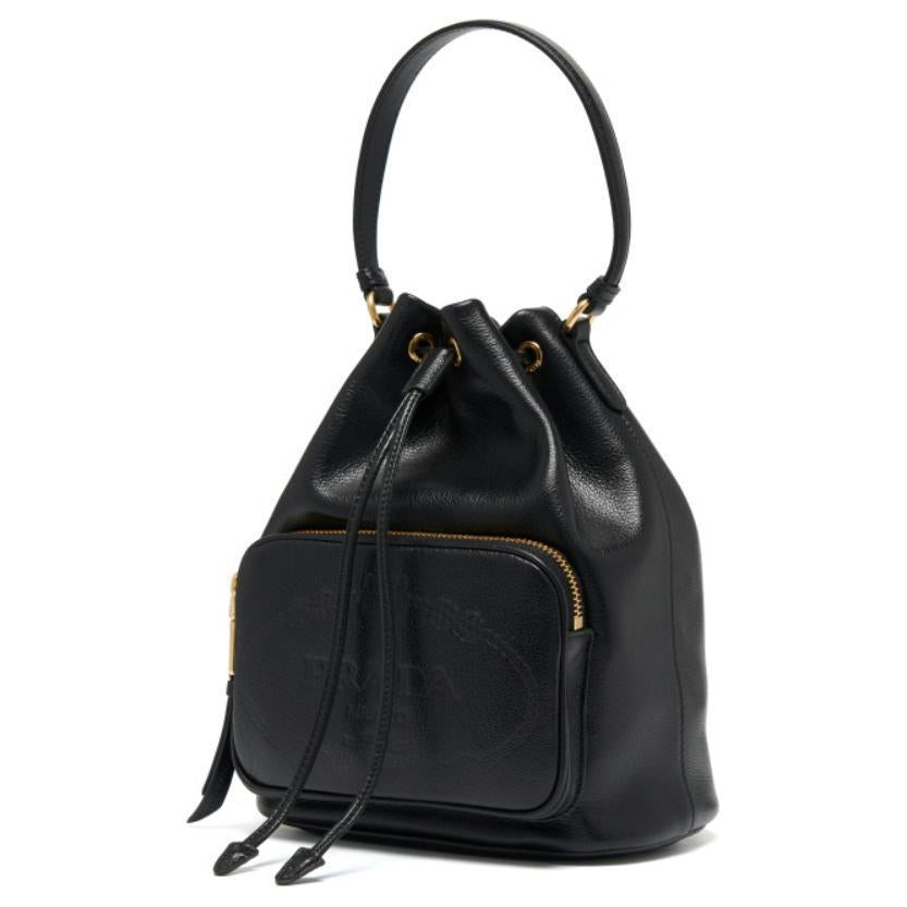 PRADA Calfskin Bucket Bags Shoulder Bag Crossbody Bag Handbag Women's Black