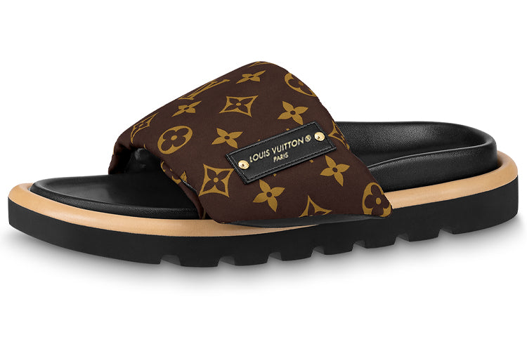 LOUIS VUITTON Abrasion Resistant Slide Slippers Women's Brown