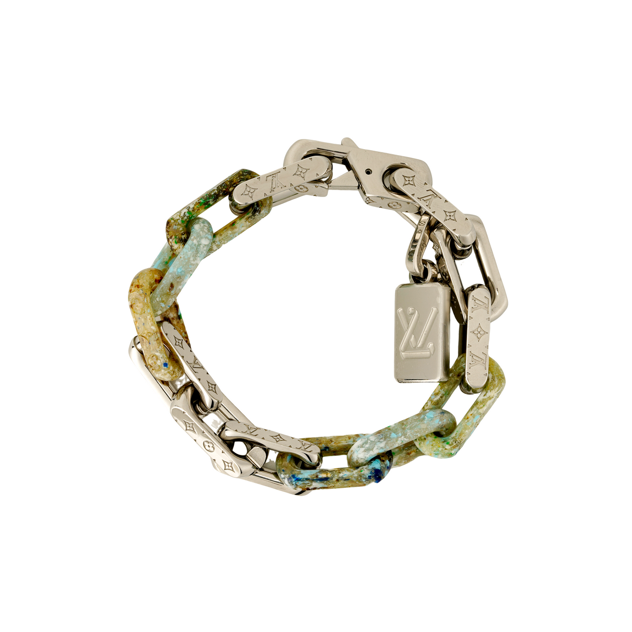 LOUIS VUITTON Metal Cuban Chain Men's Green/Silver