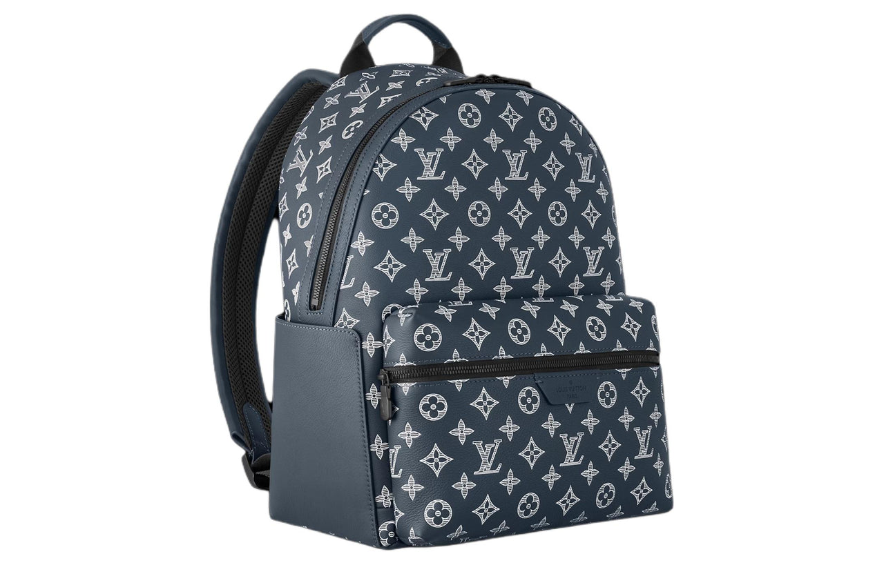 LOUIS VUITTON Monogram Shadow Calfskin Backpack Men's Ink Blue