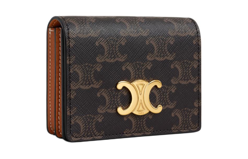CELINE Sheepskin Card Holder Women's Tawny