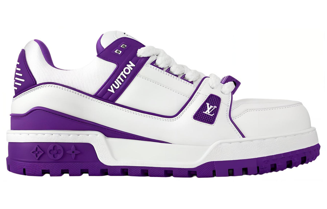 LOUIS VUITTON Trainer Maxi Little Chubby Ding Low-Top Skateboard Shoes Unisex White Purple