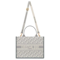 DIOR Calfskin Tote Bag Shopping Bag Shoulder Bag Crossbody Bag Handbag Medium Size Women's Gray