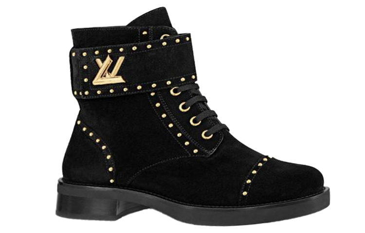 LOUIS VUITTON Lv Wonderland Flat Black Velvet Small Cowhide Gold Silver Women's